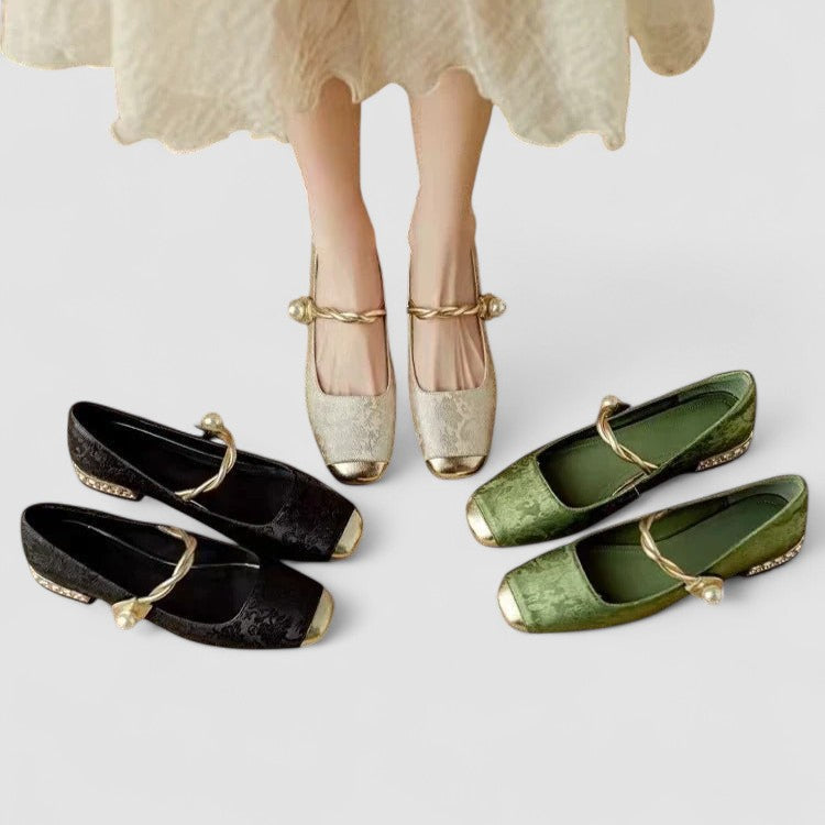 Sabella™ – Elegant Flats with Pearl Detail